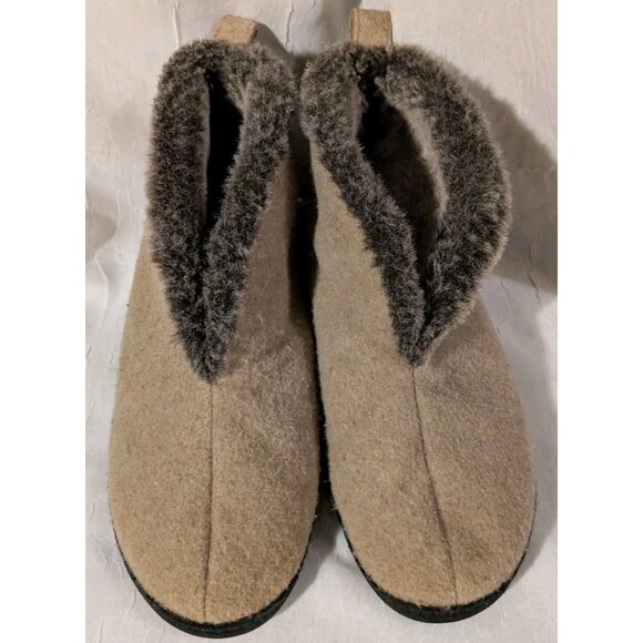 Acorn Slippers Booties Wool Faux Fur Lined Brown Tan Winter Cozy Womens Sz 8-9 - Picture 3 of 14